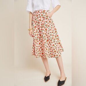 Anthropologie Colloquial Watermelon A-line Skirt Sz 10